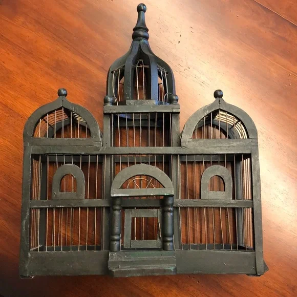 Vintage Taj Mahal Wood + Wire Decorative Birdcage - Picture 8 of 8
